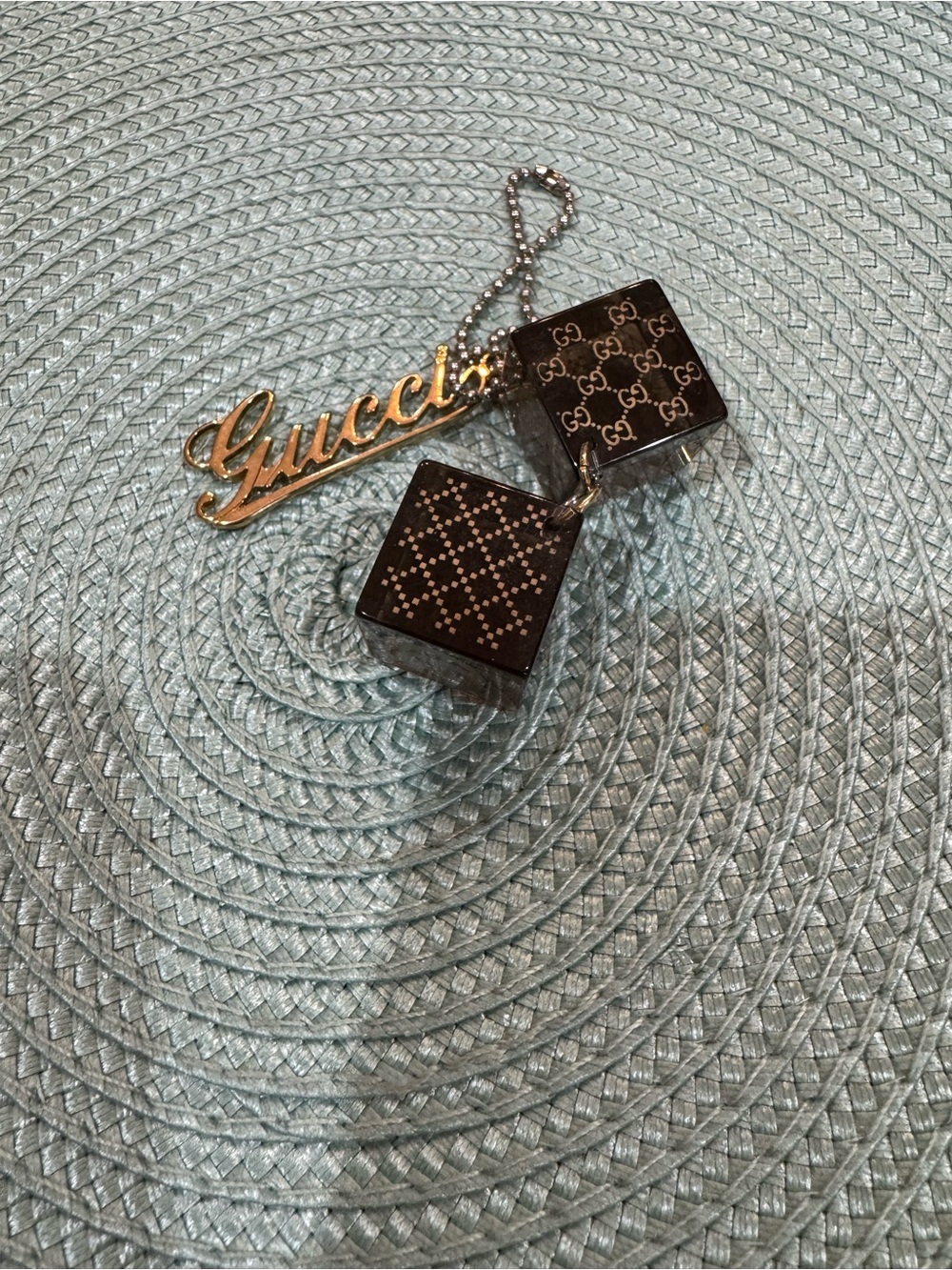 Gucci Logo Dice Bag Charm Keychain